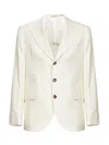Brunello Cucinelli Capsule Ivory Wool Blend Cavalry Jacket In White