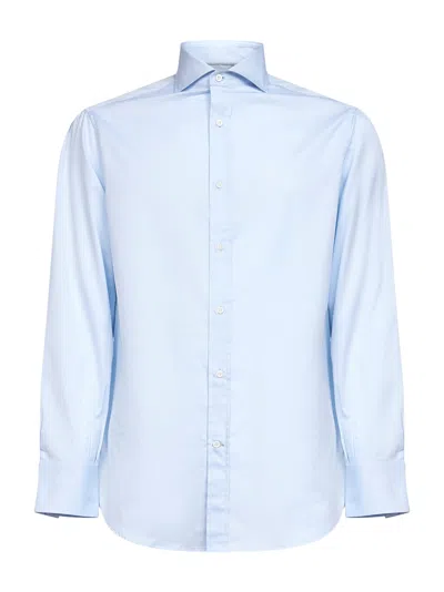 Brunello Cucinelli Capsule Light Blue Cotton Basic Fit Shirt