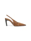 Brunello Cucinelli Capsule Light Brown Suede Precious Heels Slingback In Brown