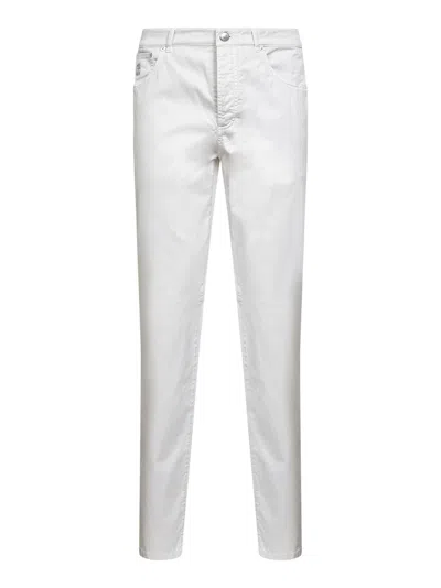 Brunello Cucinelli Capsule White American Pima Gabardine Italian-fit Trousers