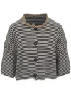 Brunello Cucinelli Dazzling Striped Short Sleeve Cropped Cardigan