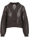 Brunello Cucinelli Cropped Open-knit Cardigan With Deep V-neckline