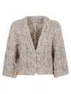 Brunello Cucinelli Braided Wool Cashmere Beige Brown Cardigan In Gray