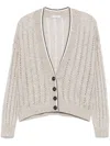 Brunello Cucinelli Plunging V-neck Sweater With Sequin Embellishments In Beige