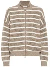 Brunello Cucinelli Striped Cardigan In Brown