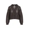 Brunello Cucinelli Cropped Open-knit Cardigan With Deep V-neckline