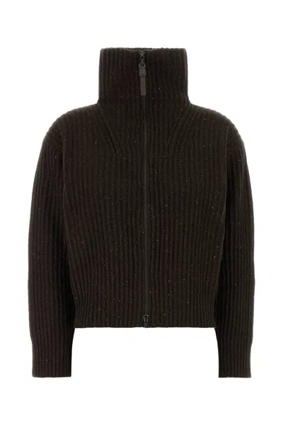 Brunello Cucinelli Dark Brown Cashmere-blend Cardigan