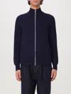 Brunello Cucinelli Cashmere High Neck Zip-up Cardigan In Blue