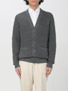 Brunello Cucinelli Cardigan Linen Blend Front Pockets In Charcoal