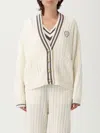 Brunello Cucinelli Cable Knit Cardigan With Patch Pockets In White