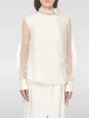 Brunello Cucinelli Silk Bow Top In White