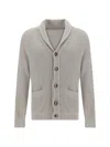 Brunello Cucinelli Ribbed Cotton Shawl Collar Cardigan In C2438