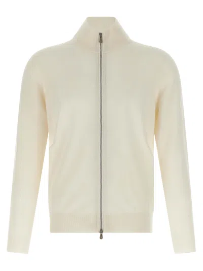 BRUNELLO CUCINELLI CARDIGAN CASHMERE SWEATERS AND CARDIGANS WHITE