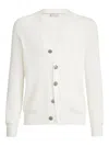 Brunello Cucinelli V Neck Cardigan Long Sleeves Knit In White