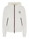 Brunello Cucinelli Hooded Sweatshirt With Ribbed Cuffs And Side Zip Pockets In White