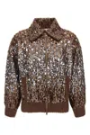 Brunello Cucinelli Sparkling Ombre Embroidery Cardigan In Brown