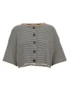 Brunello Cucinelli Dazzling Striped Short Sleeve Cropped Cardigan In Multicolor