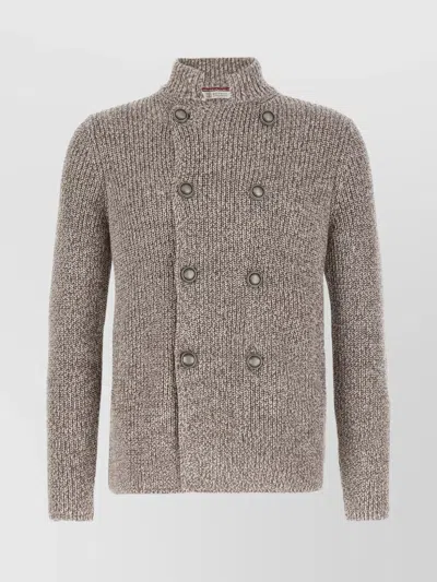 BRUNELLO CUCINELLI CARDIGAN DOUBLE-BREASTED HIGH COLLAR