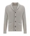 Brunello Cucinelli Ribbed Cotton Shawl Collar Cardigan In Gray
