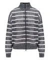 Brunello Cucinelli Dazzling Striped Net In Grey