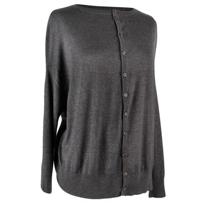 Pre-owned Brunello Cucinelli Cardigan Grey Drop Shoulder S Mint In Gray