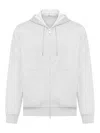 Brunello Cucinelli Striped Zip-up Hoodie In Gris