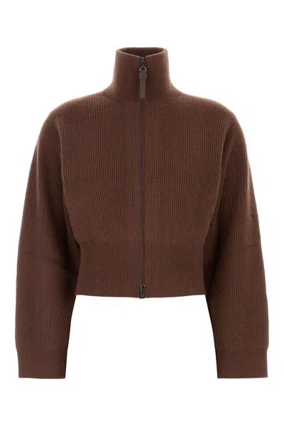 Brunello Cucinelli Chocolate Cashmere Blend Cardigan In Brown