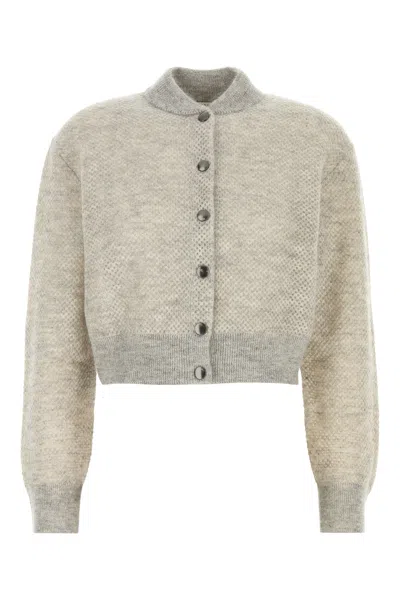 Brunello Cucinelli Grey Mohair Blend Cardigan In Neutral