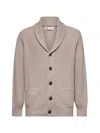 Brunello Cucinelli Sciallato Cotton Knit Cardigan In Juta