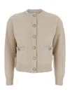 Brunello Cucinelli Crewneck Knitwear Cardigan Front Pockets In Brown