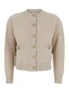 Brunello Cucinelli Crewneck Knitwear Cardigan Front Pockets In Neutral