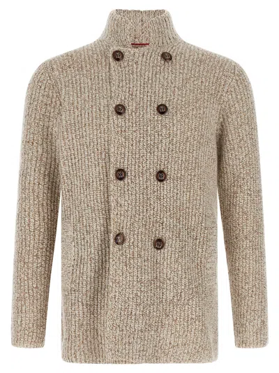 BRUNELLO CUCINELLI CARDIGAN MOULINÉ SWEATERS AND CARDIGANS MULTICOLOR