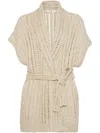 Brunello Cucinelli Linen And Silk Blend Cardigan In Multi