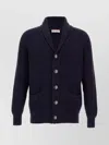 Brunello Cucinelli Shawl-collar Ribbed Cotton Cardigan In Blue