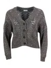 BRUNELLO CUCINELLI BRUNELLO CUCINELLI CARDIGAN SWEATER WITH BUTTONS IN PRECIOUS AND REFINED FEATHER CASHMERE EMBELLISHE