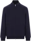Brunello Cucinelli Cashmere High Neck Zip-up Cardigan In Blue