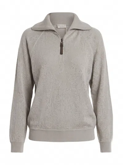 Brunello Cucinelli Cardigan Sweatshirt In Gray