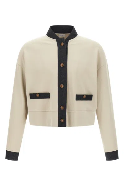 Brunello Cucinelli Cardigan Sweatshirt In Sand