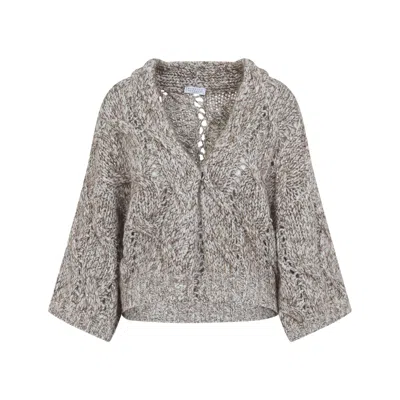 Brunello Cucinelli Cardigan Treccia Women In Gray