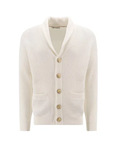 Brunello Cucinelli Buttoned Knitted Cardigan In White