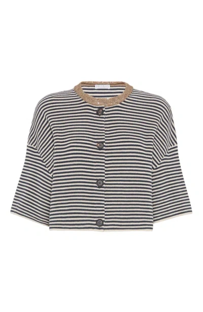BRUNELLO CUCINELLI BRUNELLO CUCINELLI CARDIGAN WITH DAZZLING COLLAR