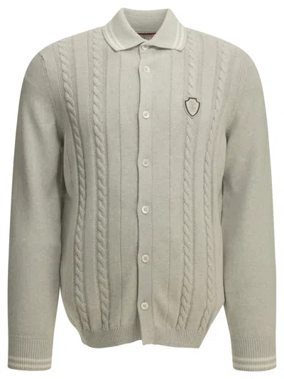 Brunello Cucinelli Cardigan With Logo In Gray