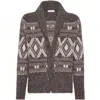 Brunello Cucinelli Wool Cardigan V-neck Geometric Pattern In Gray