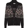 Brunello Cucinelli Geometric Jacquard Cardigan Sweaters And Cardigans Multicolor In Black