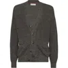 Brunello Cucinelli Cardigan With Metal Buttons In Dark Grey