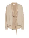 Brunello Cucinelli Cardigan With Multilayer In Brown