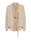 Brunello Cucinelli Cardigan With Multilayer In Brown