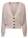 Brunello Cucinelli Diamond Beige Cardigan In Beige
