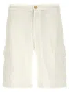 Brunello Cucinelli Bermuda Trousers In Light Cotton Fleece In White