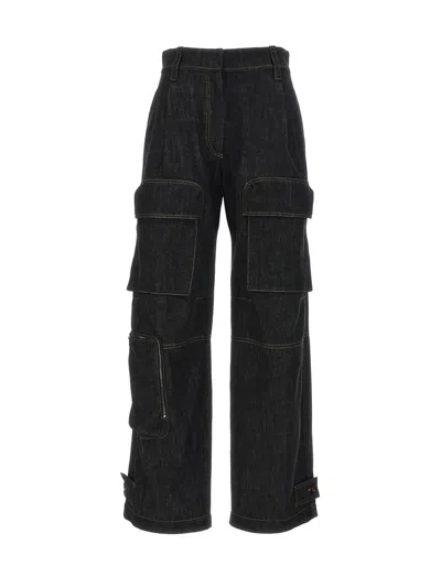 Brunello Cucinelli Denim Cargo Pants With Monili Belt Loop In Black